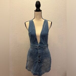 Free People Denim Dress/Overalls combo! Size 12. Worn Once